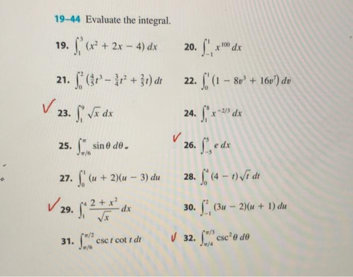 Solved 19 44 Evaluate The Integral 19 ∫13 X2 2x−4 Dx 20