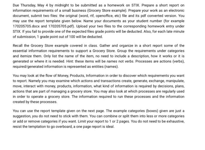 Due Thursday, May 4 by midnight to be submitted as a | Chegg.com