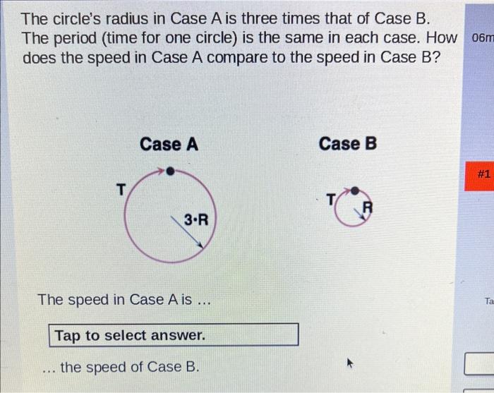 Solved The circle's radius in Case A is three times that of | Chegg.com