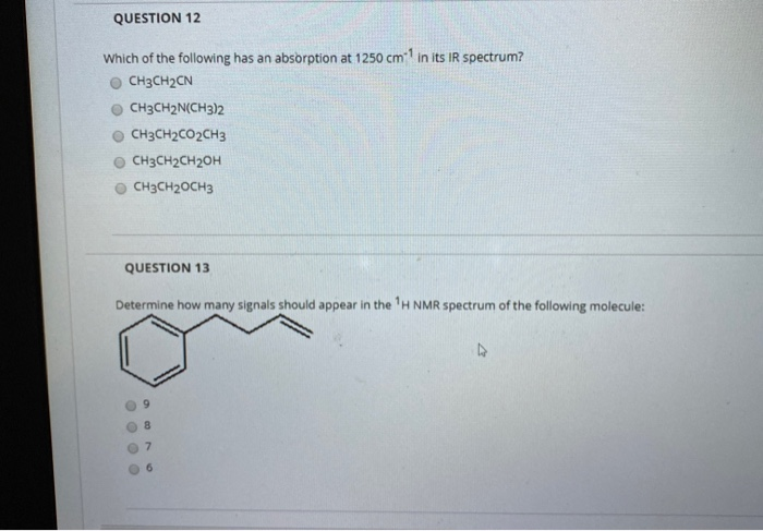 Solved QUESTION 12 Which of the following has an absorption | Chegg.com