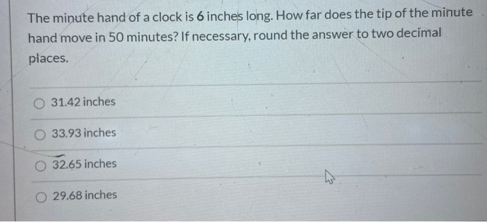 The Minute Hand Of A Clock Is 6 Inches Long