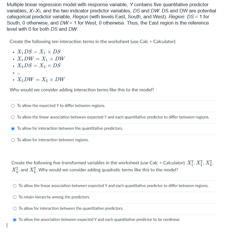 Solved Multiple linear regression model with response | Chegg.com