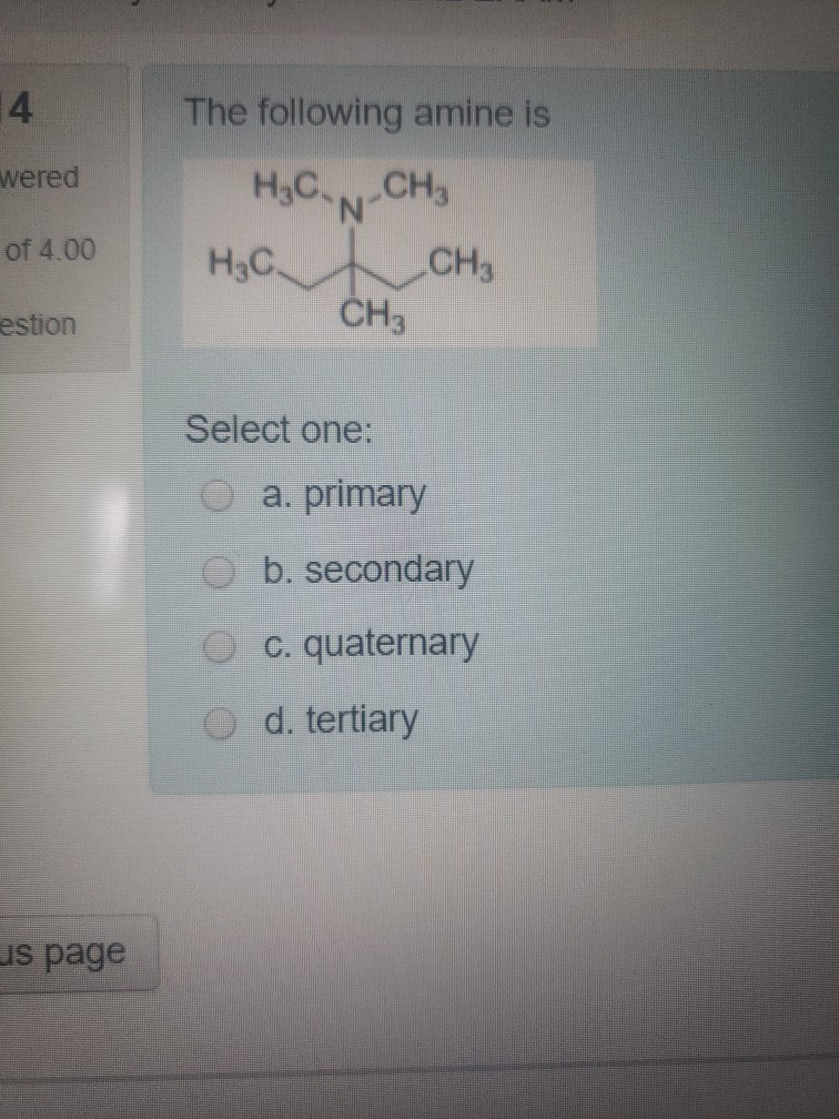 Solved 14 Wered The Following Amine Is H3c Ch3 нс Сн Ch3