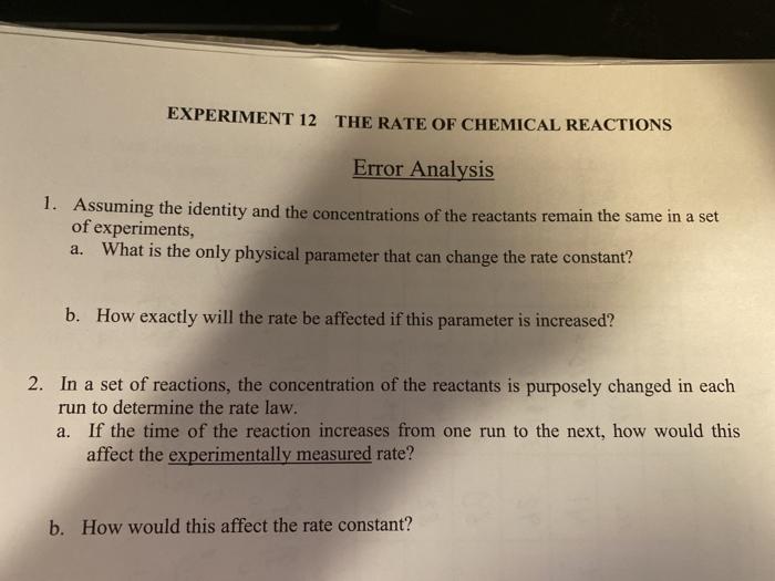 rate of reaction experiment sources of error