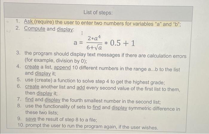 Solved 1. Ask (require) the user to enter two numbers for | Chegg.com