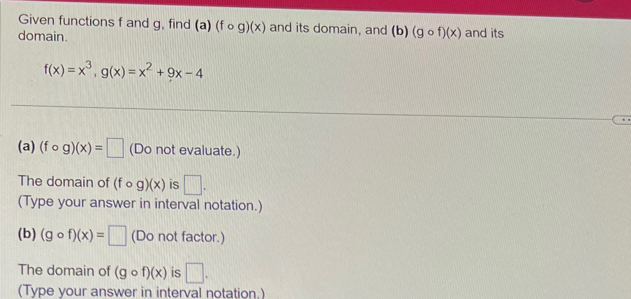 Solved Given Functions F ﻿and G ﻿find A F G X ﻿and Its