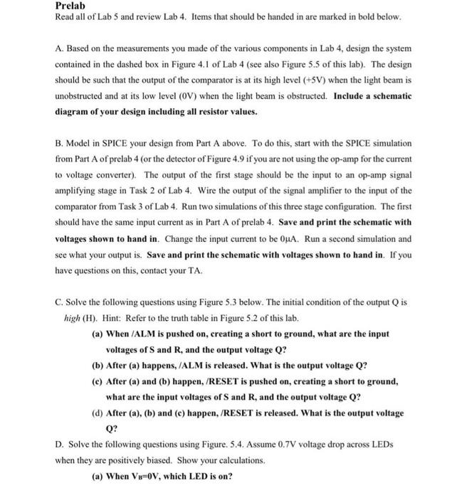 Solved Prelab Read all of Lab 5 and review Lab 4. Items that | Chegg.com