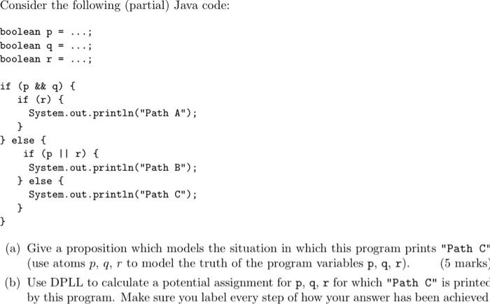 Solved Consider the following (partial) Java code: boolean p | Chegg.com
