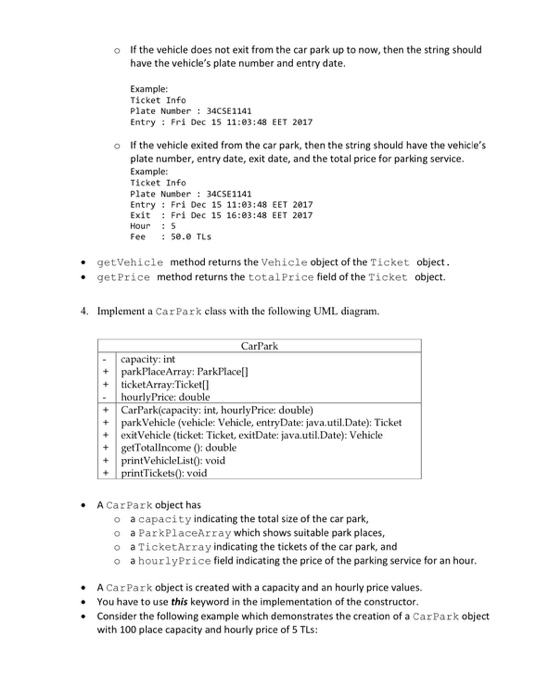 If the vehicle does not exit from the car park up to now, then the string should have the vehicles plate number and entry da