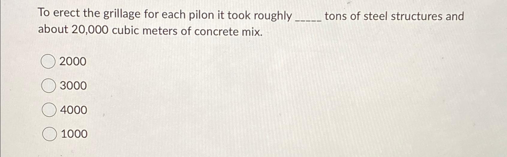 To erect the grillage for each pilon it took roughly | Chegg.com