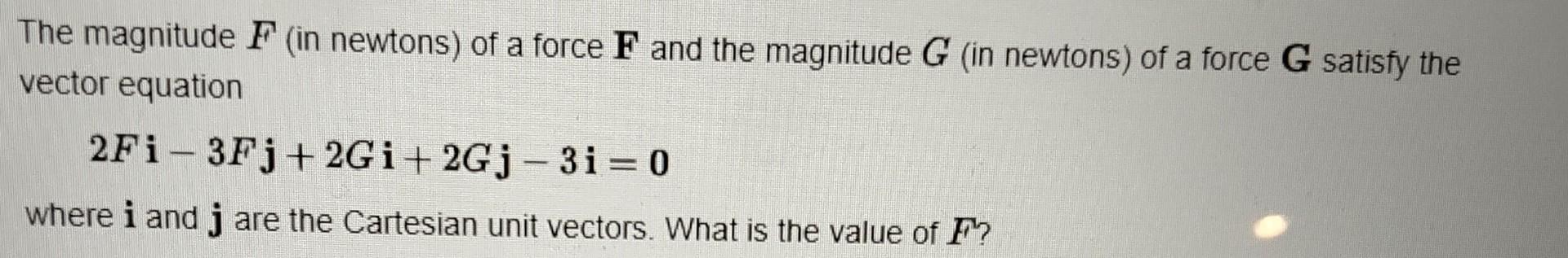 the magnitude of the force vector f is 82.3 newtons