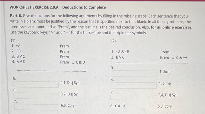 Solved WORKSHEET EXERCISE 2.9.A. Deductions to Complete Part | Chegg.com