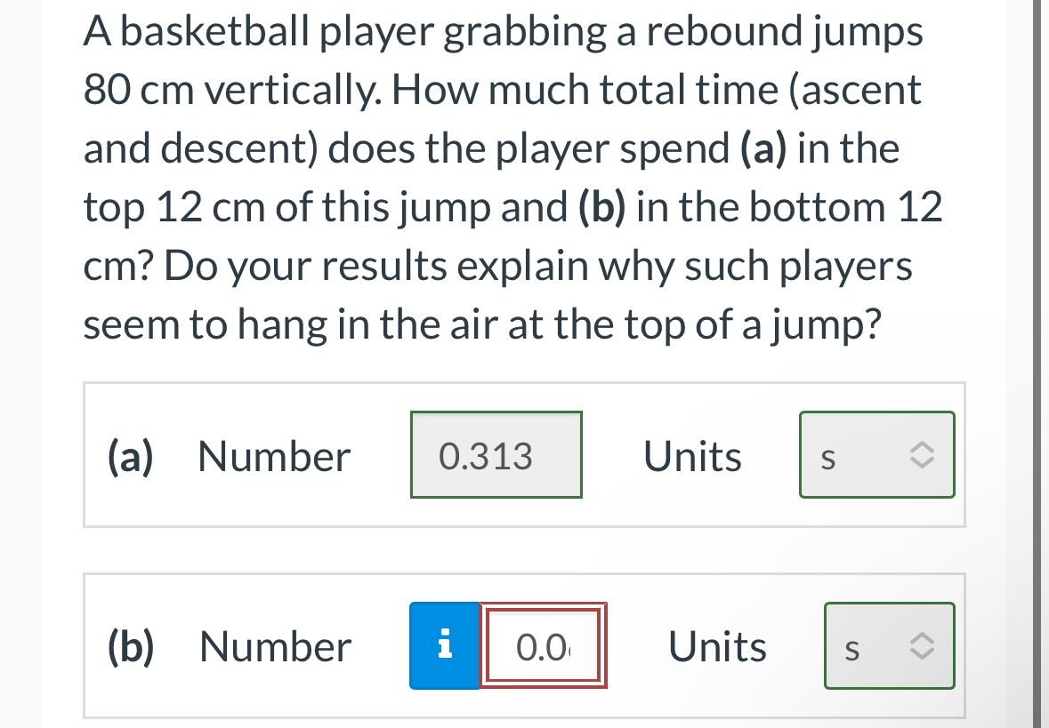 Solved A basketball player grabbing a rebound jumps 80cm | Chegg.com