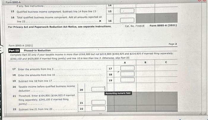 Solved B. Complete Form 8995-A For The Alice Delvecchio. | Chegg.com