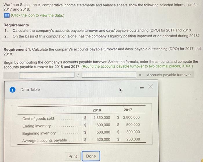Solved Woodward Sales, Inc.'s, comparative statements