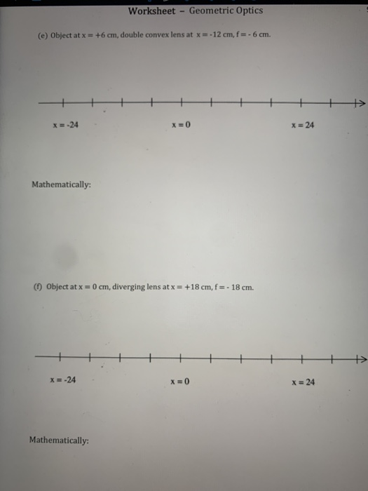 Solved T + : C 8 Worksheet Geometric Optics 8. For each of | Chegg.com