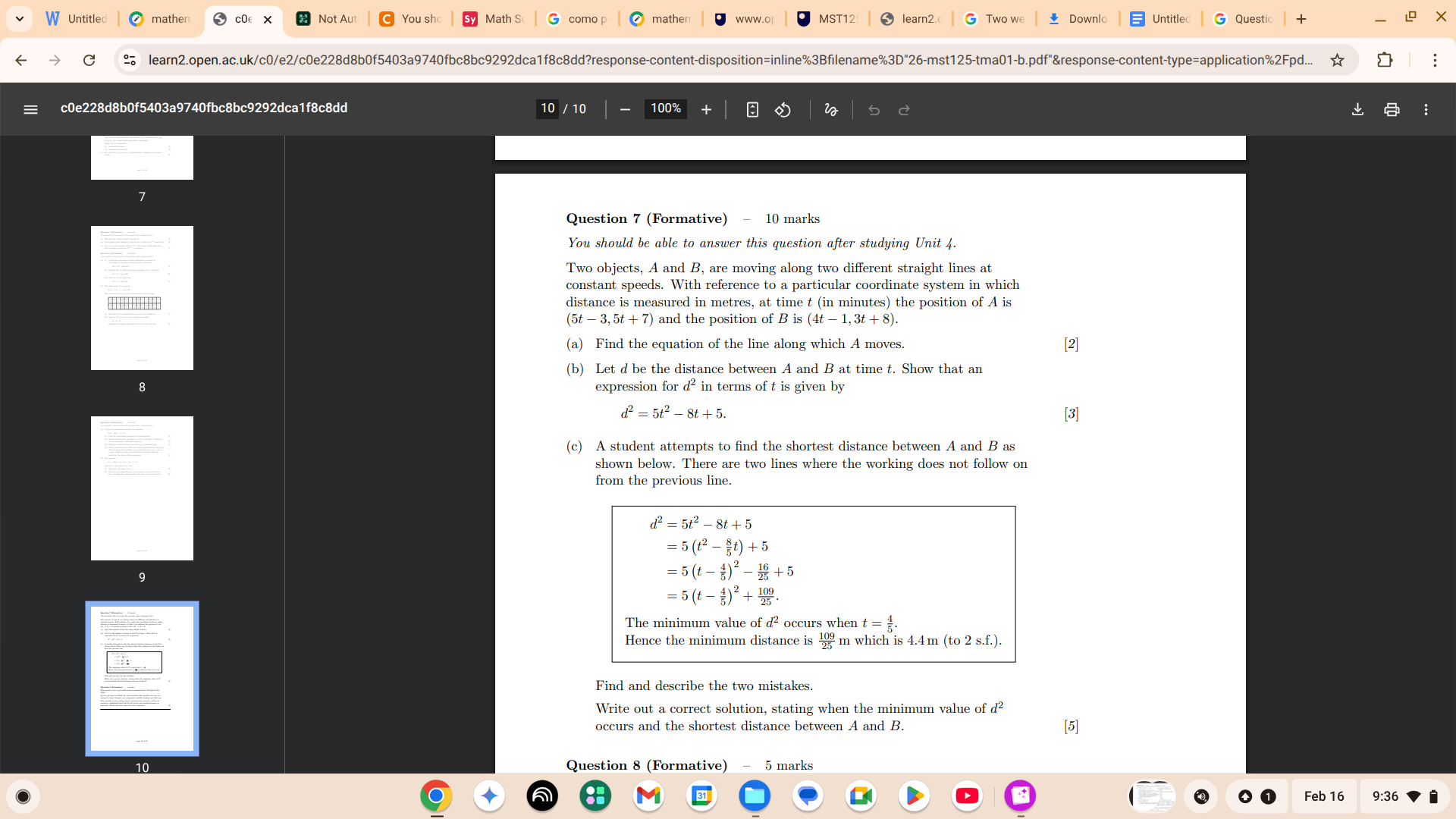 Solved Question 7 (Formative) - 10 ﻿marksYou should be ﻿able | Chegg.com