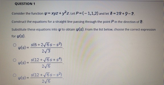 Solved Question 1 Consider The Function Y Xyz Y2z Le Chegg Com