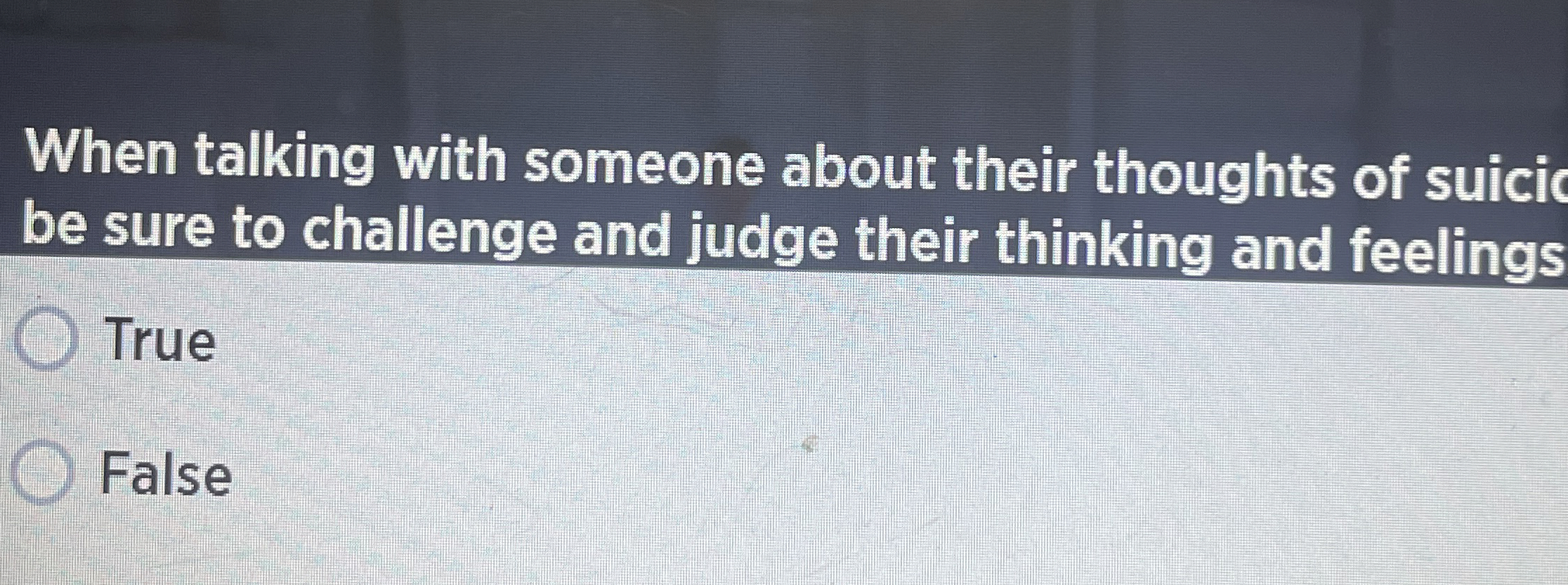 Solved When talking with someone about their thoughts of | Chegg.com