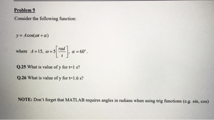 Solved Problem 9 Consider the following function: y = | Chegg.com