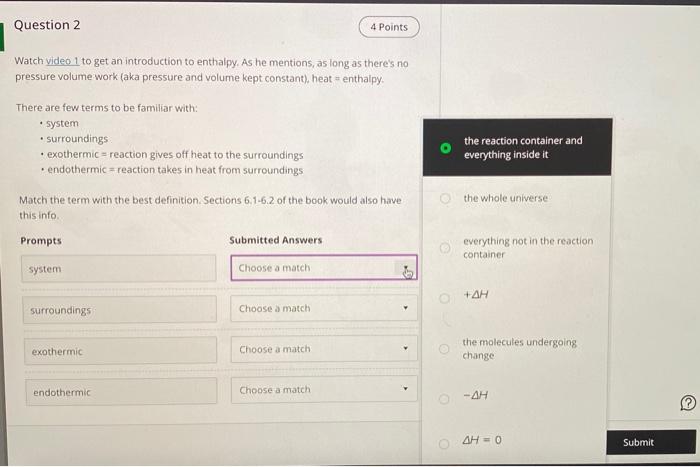 Solved Question 2 4 Points Watch video 1 to get an | Chegg.com