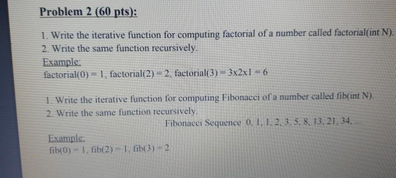Solved Problem 1 (60 pts): Write a function | Chegg.com