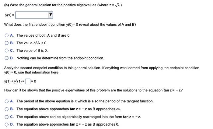 Solved Consider The Following Eigenvalue Problem For Which | Chegg.com