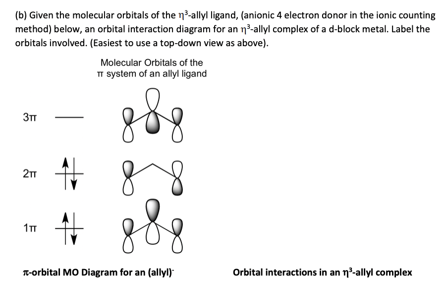 Solved (b) ﻿Given the molecular orbitals of ﻿the η3-allyl | Chegg.com