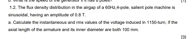 Solved 1.2. ﻿The flux density distribution in the airgap of | Chegg.com