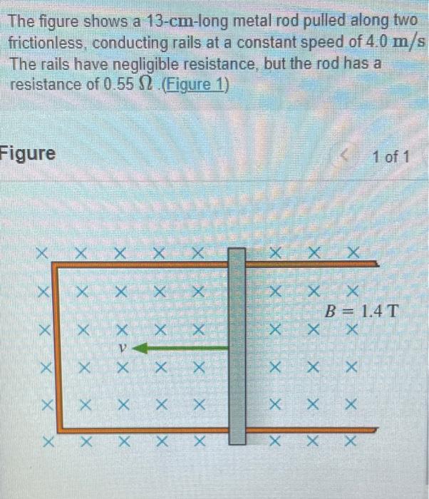 Solved The Figure Shows A 13-cm-long Metal Rod Pulled Along | Chegg.com