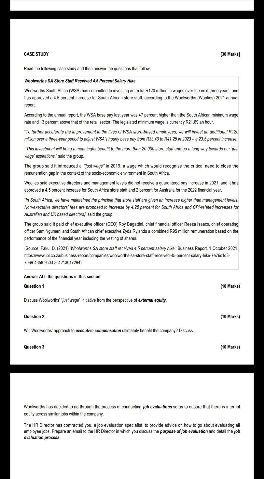 Solved CASE STUDY [30 Marks] Read the following case study | Chegg.com
