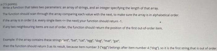Solved 15 point Write a function that takes two parameters | Chegg.com