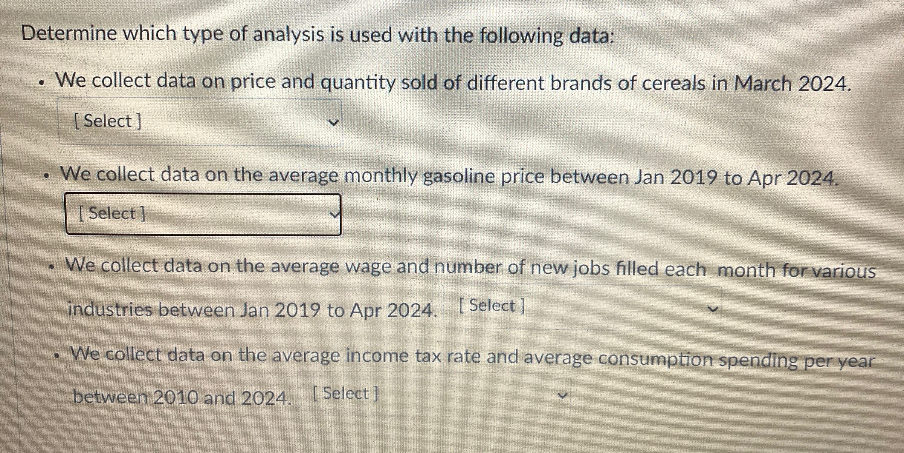 Solved Determine which type of analysis is used with the | Chegg.com