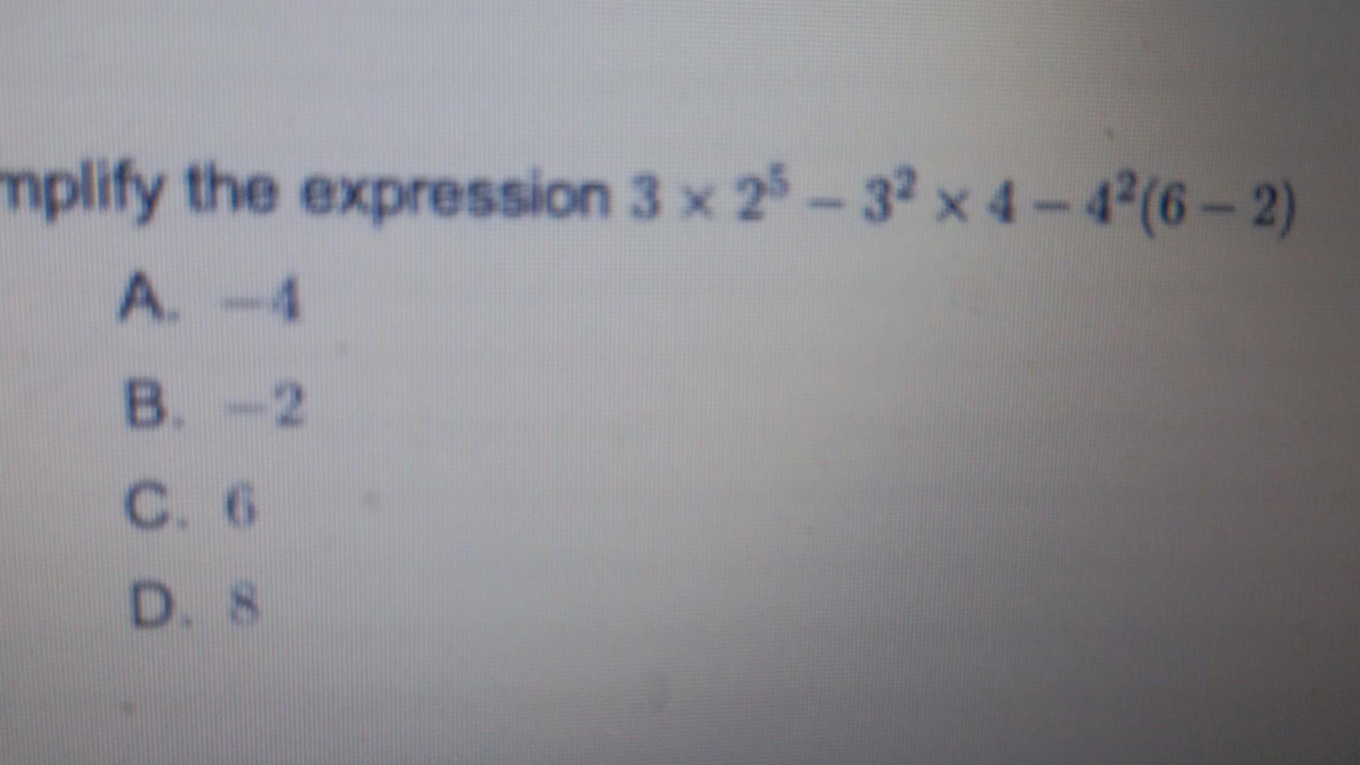 Solved mplify the expression 3 x 2532 x 442(62) A. 4 B.