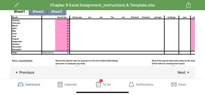 Chapter 9 Excel Assignment_Instructions & | Chegg.com
