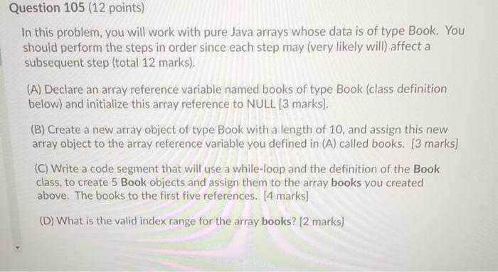 Solved i want code in java you can create a book class | Chegg.com