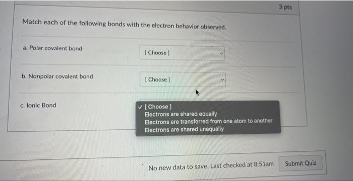 Solved Match each of the following bonds with the electron | Chegg.com