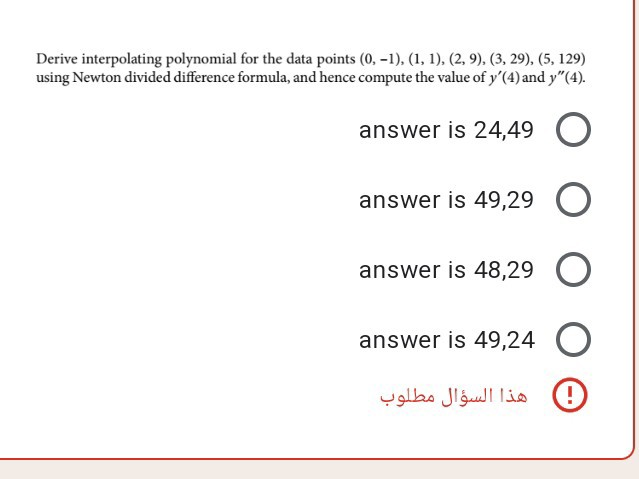 Solved Derive Interpolating Polynomial For The Data Points Chegg Com