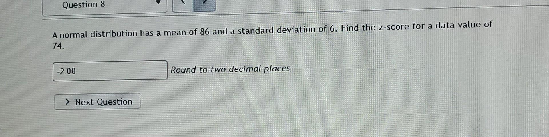 Solved A normal distribution has a mean of 86 and a standard | Chegg.com