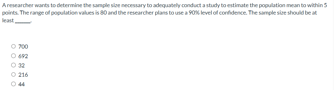 Solved A researcher wants to determine the sample size | Chegg.com