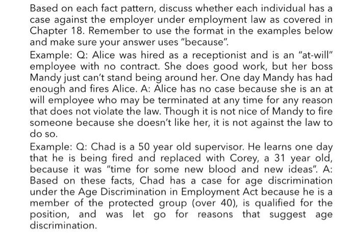 Solved Based on each fact pattern, discuss whether each | Chegg.com