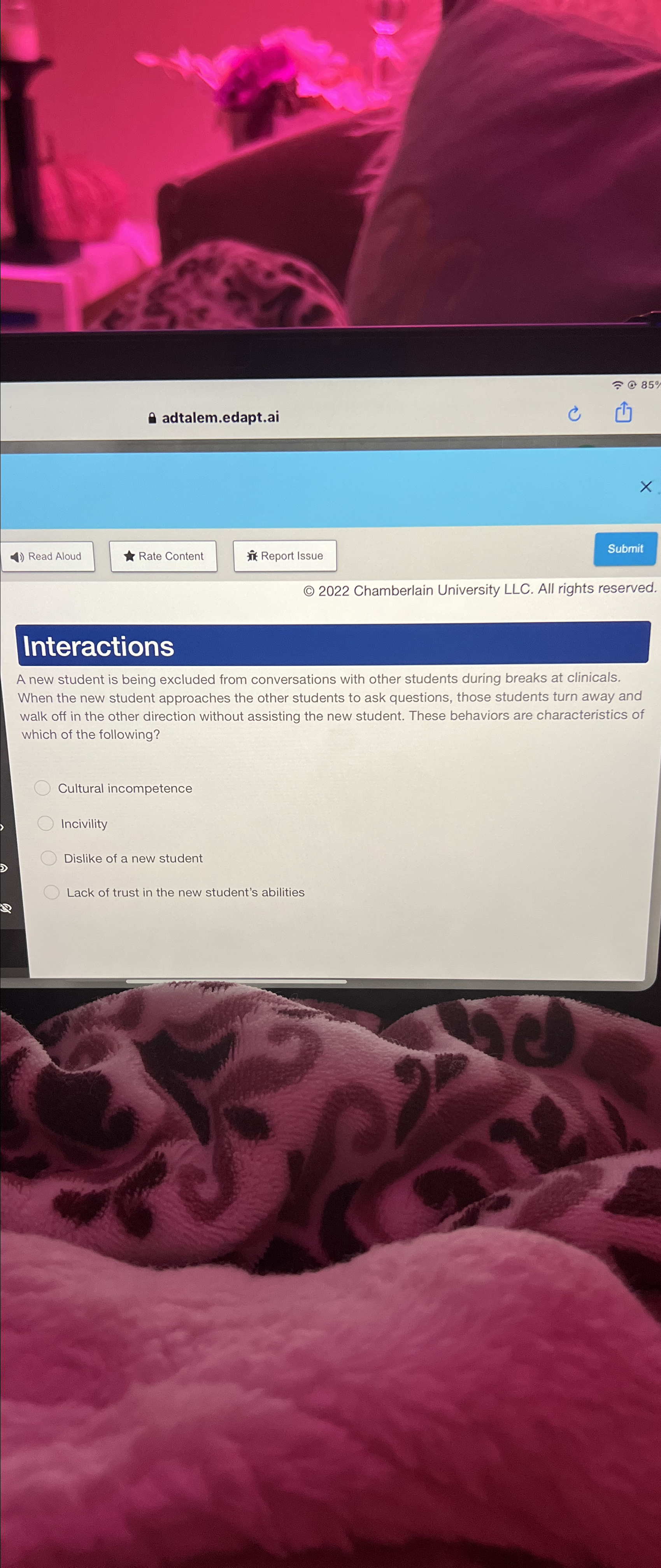 Solved adtalem.edapt.aiRead AloudC 2022 ﻿Chamberlain | Chegg.com