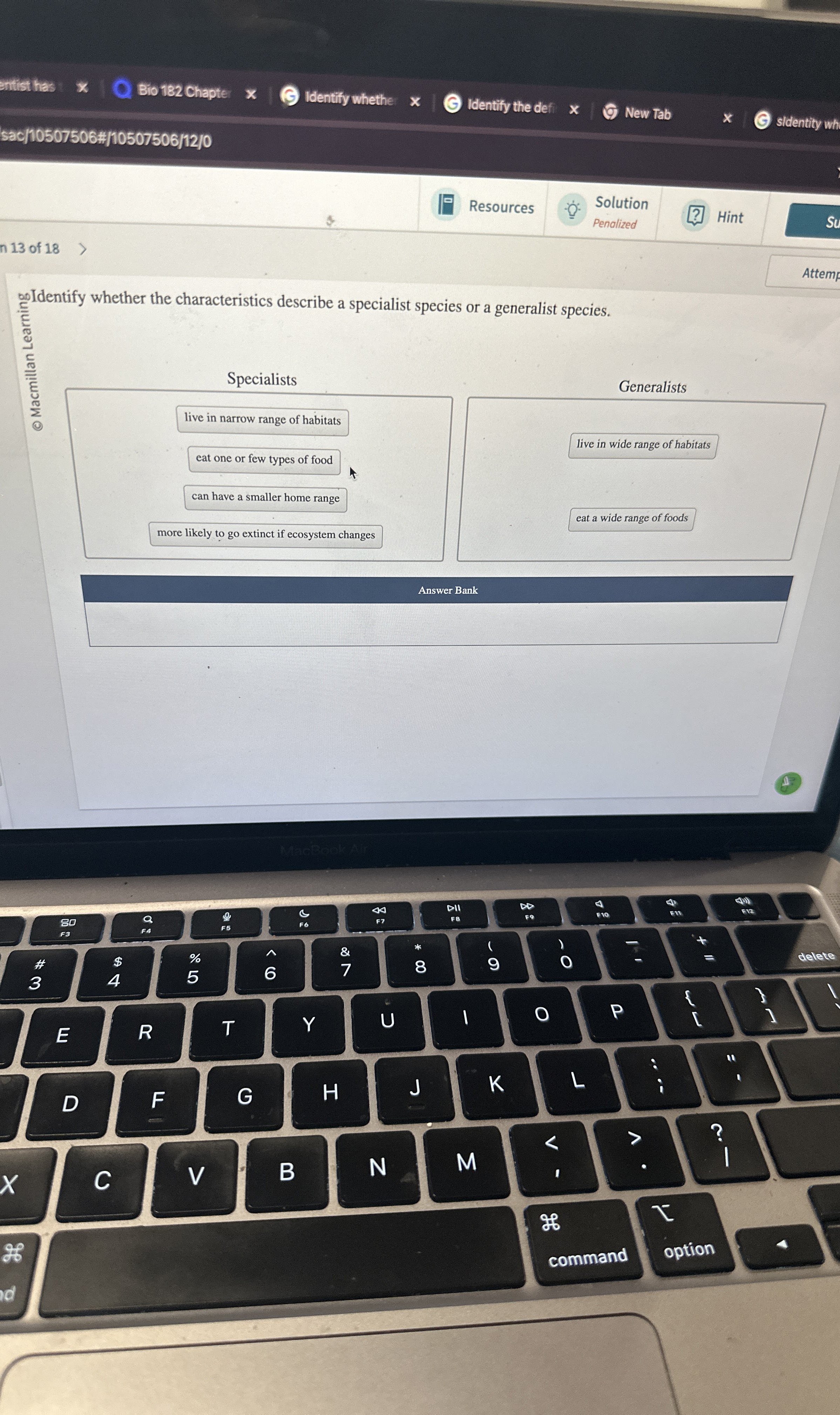 Solved entist hasBio 182 ﻿ChapteIdentify whetheIdentify the | Chegg.com