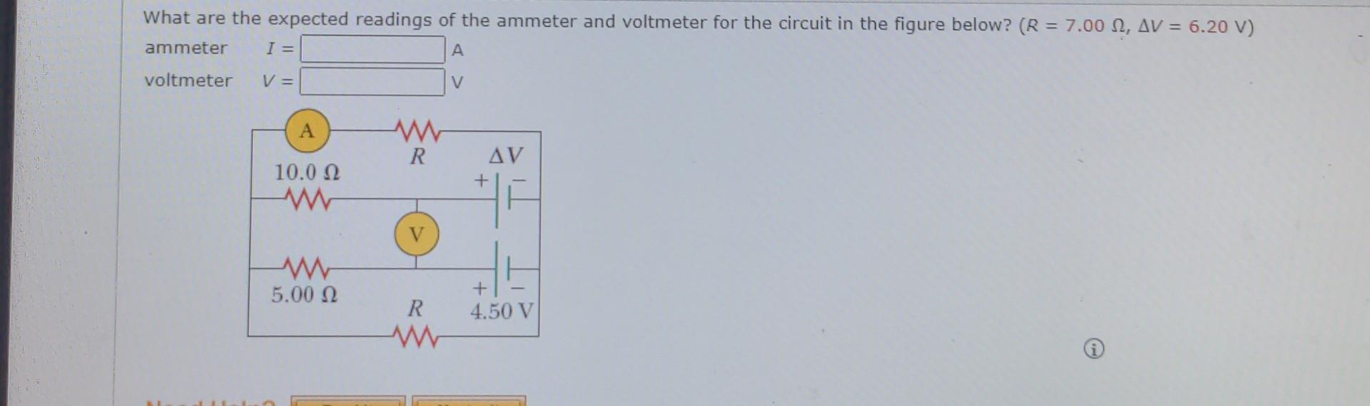Solved What are the expected readings of the ammeter and | Chegg.com