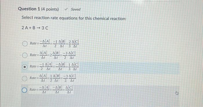 Solved Select Reaction Rate Equations For This Chemical | Chegg.com