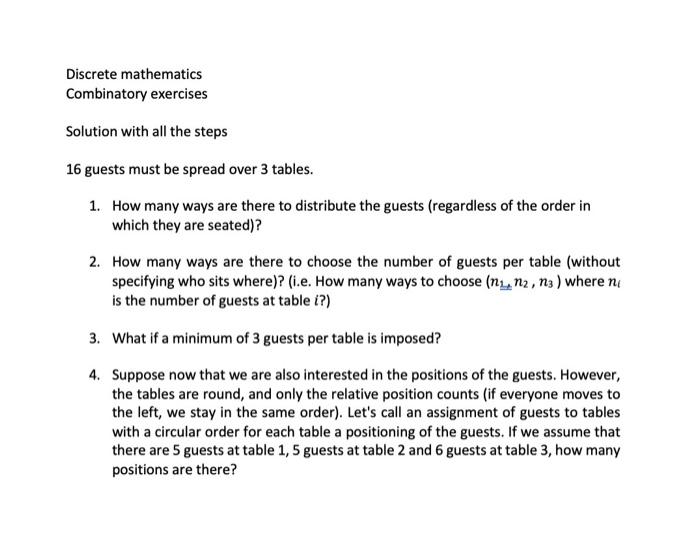 Solved Discrete Mathematics Combinatory Exercises Solution | Chegg.com