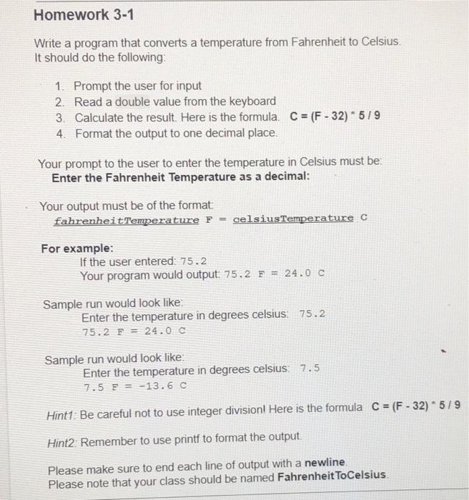 How to write a program in C to convert the given temperature from Fahrenheit  to Celsius using the formula C = (F – 32) / 1.8 - Quora