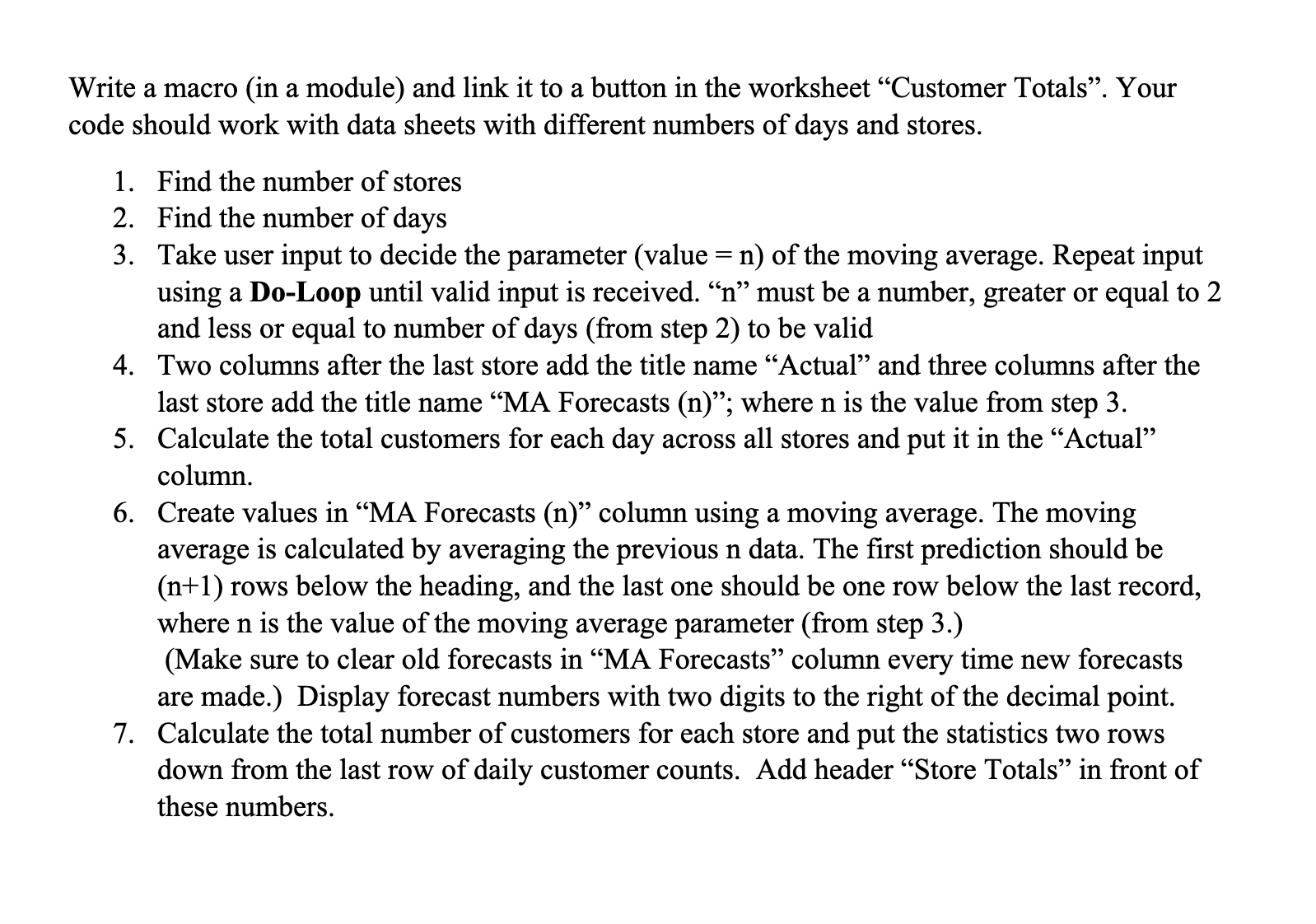 Solved Write a macro (in a module) ﻿and link it to a button | Chegg.com