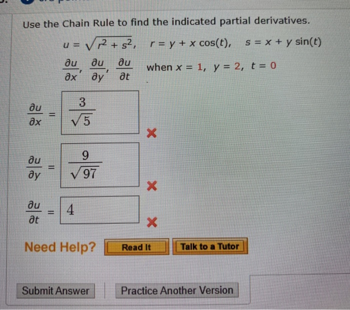 Solved Use the Chain Rule to find the indicated partial | Chegg.com