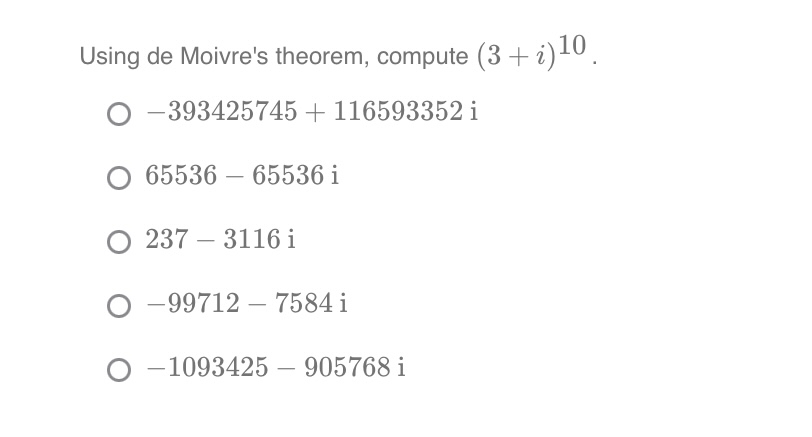 Solved Using de Moivre's theorem, compute | Chegg.com